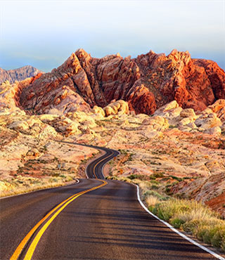 road trip through desert and mountains
