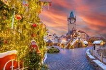 European village at Christmastime