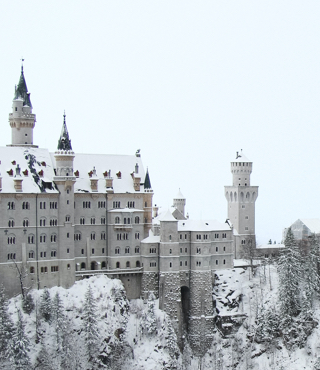 castle on a snowy mountain small