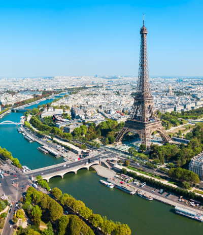 Consider travel insurance for France trips before seeing this view of the Eiffel Tower and Paris.