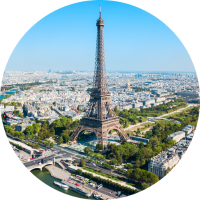 Consider travel insurance for France trips before seeing this view of the Eiffel Tower and Paris.
