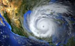 Satellite view of a hurricane approaching the U.S.