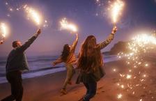 People celebrating with sparklers