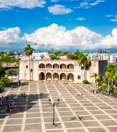 View of Alcazar de Colon and plaza highlighting travel insurance for Dominican Republic trips