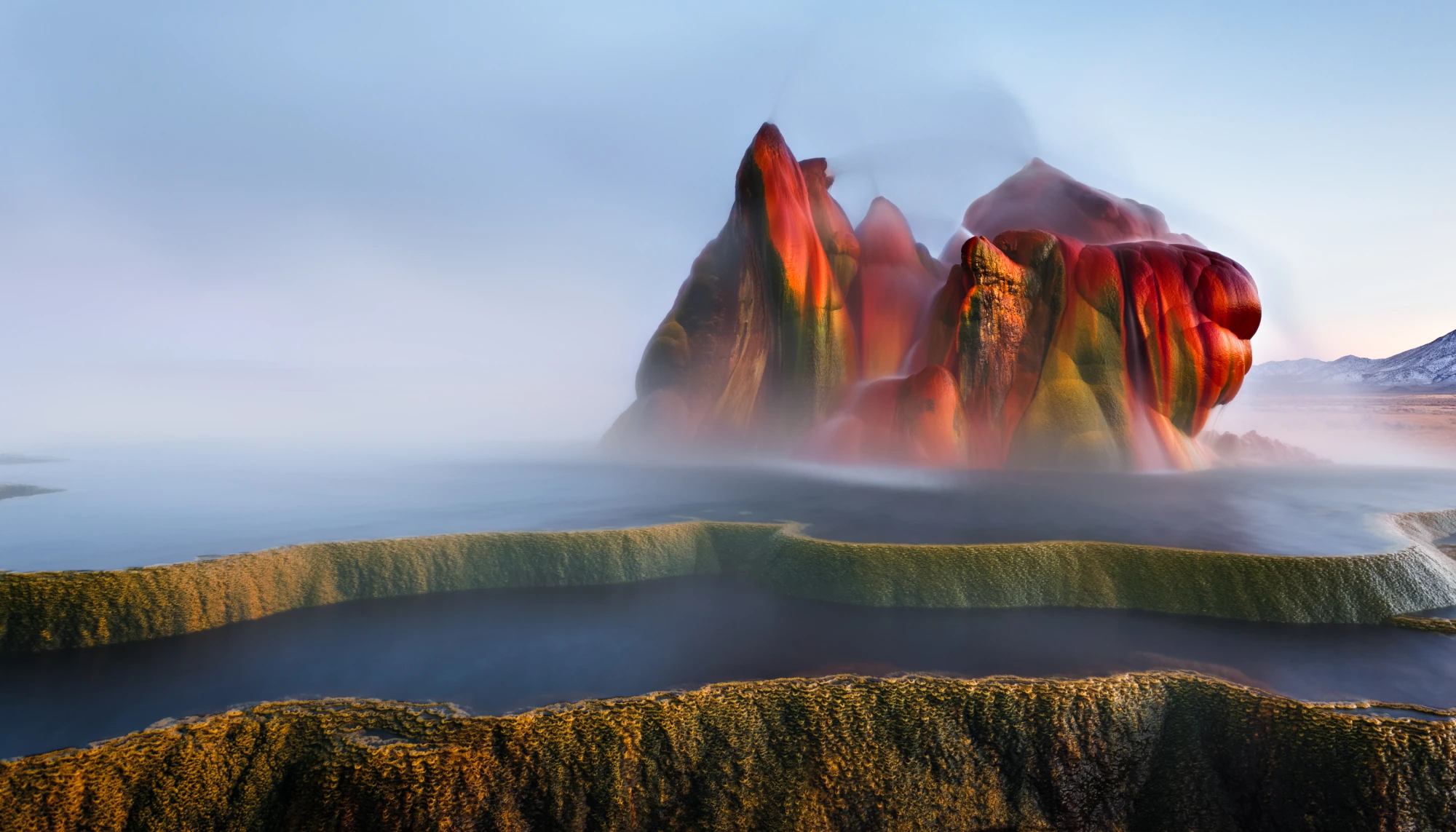 a view of the alien-like Fly Geyser in Nevada, a place where personal belongings are stolen on vacation sometimes