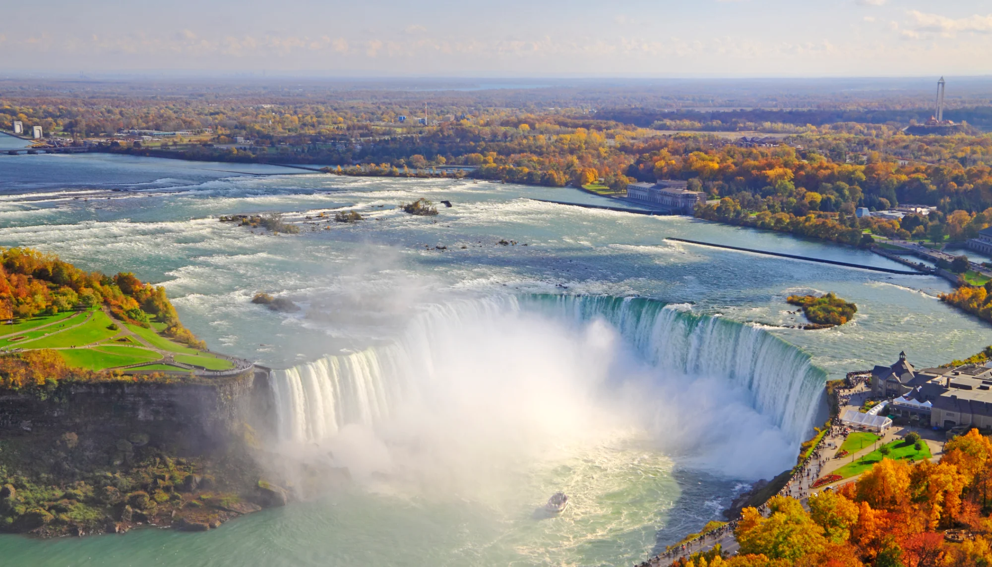 Aerial view of Niagara Falls in Canada, a destination that's highlighted in Travelex's Canada travel guide 