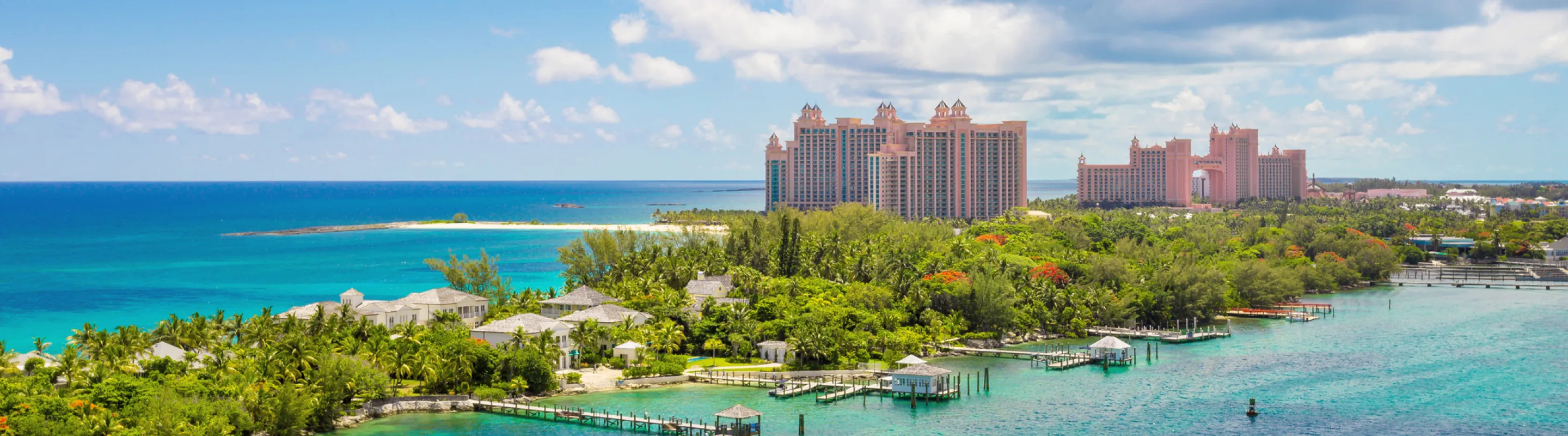 Panoramic view of Atlantis Resort in Nassau, highlighting travel insurance for Bahamas trips