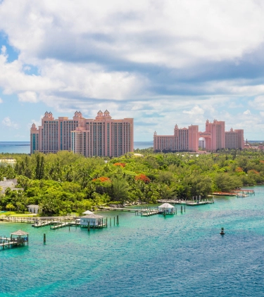 Panoramic view of Atlantis Resort in Nassau, highlighting travel insurance for Bahamas trips