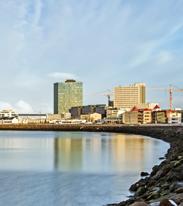 a view of the skyline in Reykjavik, where many visit with travel insurance for Iceland