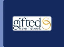 Gifted Travel Network logo displayed on a navy background in the Travelex insurance newsroom
