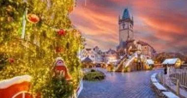 European village at Christmastime