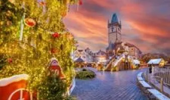 European village at Christmastime